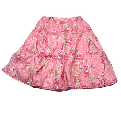 Falda Campesina De Colección Lilly Pulitzer Rosa Estampado Floral Pull On Fit y Acampanada Talla XS Foto 1 de 4