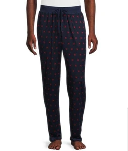 MEN'S PJ PANT NAVY BLUE RED GEO LARGE Lounge Sleep Pants w Pockets 36-38 BNWT - Picture 1 of 5