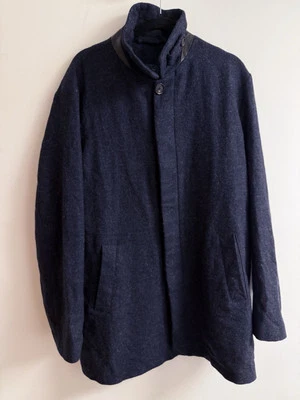 Oliver Sweeney XL Navy Blue Mens Jacket  Button Up 100% New Wool Leather Trim - Image 1 of 4