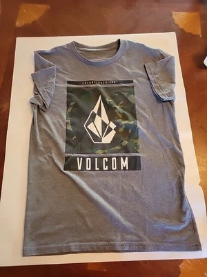 Volcom T-Shirt Youth S 18-20 Gray Camo Logo Short Sleeve Crew Neck Cotton Blend - Image 1 of 2
