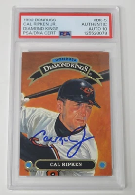 Tarjeta de Cal Ripken Jr. ORIOLES HOF firmada 1992 Donruss Diamond Kings 5 PSA 10 automática Foto 1 de 4