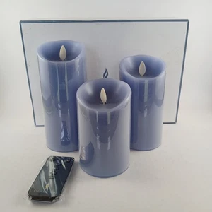 Set 3 Candele a Pilastro a Batteria Senza Fiamma Luminara con Fiamma Mobile Remoto Blu - Foto 1 di 6