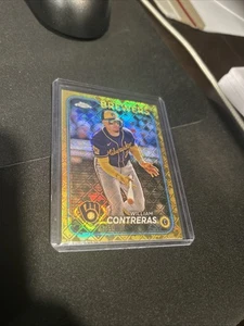 2024 Topps Chrome Logofractor William Contreras Gold Refractor 21/50 BREWERS - Picture 1 of 2