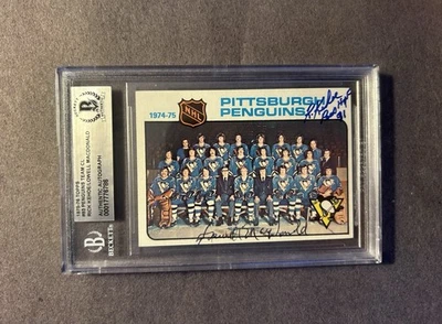 1975 Topps #93 Kehoe/MacDonald TC Dual signed.PITT Penguins Autos.BAS Autograph - Image 1 of 4