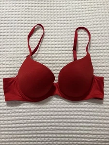 women red underwire aerie 34B adjustable strap push up demi bra real sunnie - Picture 1 of 5