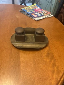 Juego de tintero doble latón vintage Alemania - Imagen 1 de 5