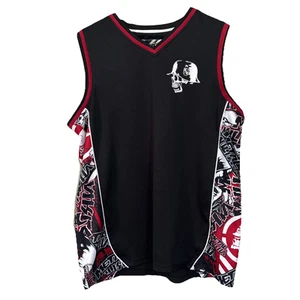 VTG Metal Mulisha L Men’s Tank Top Jersey Black Red Skull Y2K Embroidered - Picture 1 of 19
