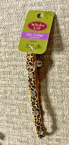 Whisky City Cat Collar Leopard with Bell and Crystals Neck 4-11 inches NEW - Picture 1 of 6