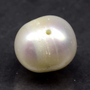 π6.32ct 10.2x9mm Oval Cabochon Drilled Natural White Pearl - Thailand Gemstone - Picture 1 of 4