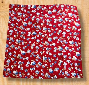 VINTAGE POLO RALPH LAUREN RED FLORAL RAYON ROLLED HEMS SQUARE 29" SCARF USA MADE - Picture 1 of 8