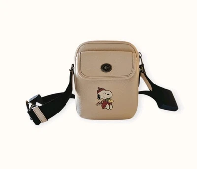 COACH CE613 X Peanuts Heritage Crossbody With Snoopy Motif Pebble Leather Bag - Image 1 of 4