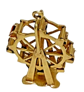 Dije de noria móvil 3D oro 14K Art Deco vintage Austria años 30 - Imagen 1 de 9