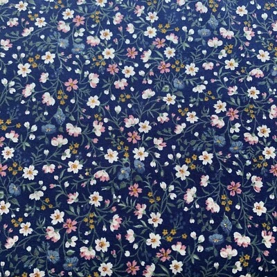 Vtg "Country Florals" Fabric By The Kesslers For Concord Fabrics Mauve Navy BTHY - Image 1 of 4