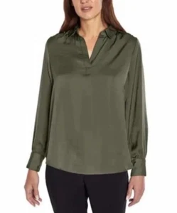 Blusa Pullover Banana Republic Mujer Verde, Pequeña, Manga Larga Relajada, Satén - Imagen 1 de 7