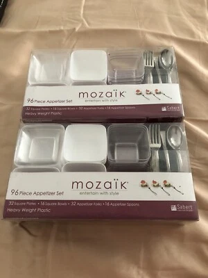 2 Boxes MOZAIK 96 Piece Heavy Plastic Appetizer Sets NIP  - Image 1 of 4