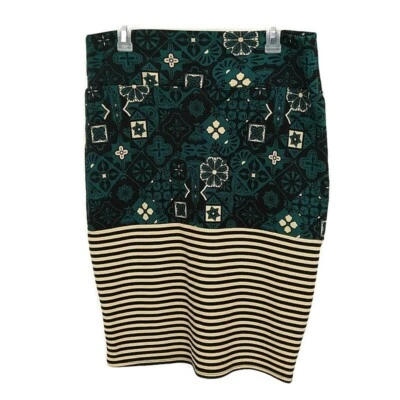 Lularoe Mujer Talla XL Falda Cassie Verde Geométrica Rayas Hasta la Rodilla Lápiz Foto 1 de 4