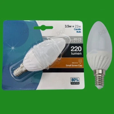 2x 3.5W LED Ultra Low Energy, Instant On, Pearl Candle Light Bulb, SES, E14 Lamp - Image 1 of 3