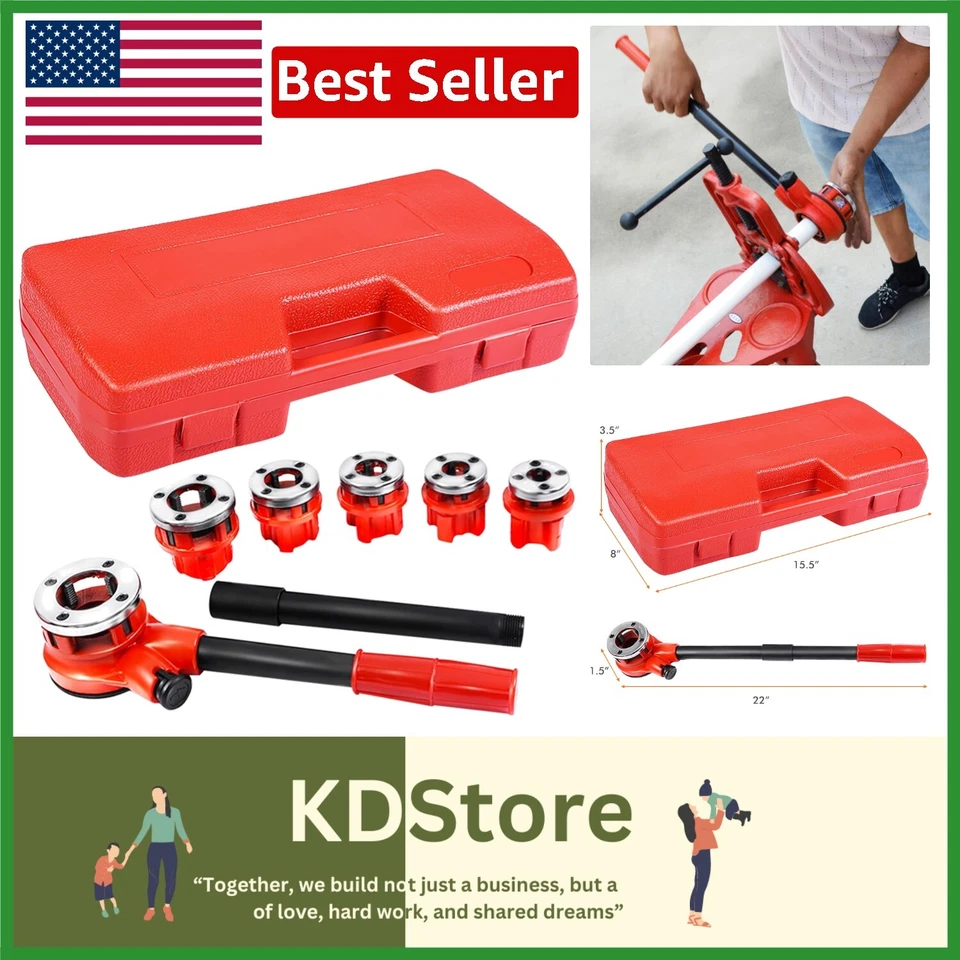 Efficient Ratchet Pipe Threading Set w/ 6 Dies - Compact & Ergonomic Design - Image 1 of 4
