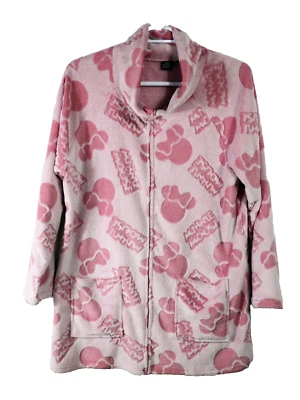 Fabulosa chaqueta polar Disney para mujer L rosa sobre rosa cremallera completa mullida ropa de salón Foto 1 de 4