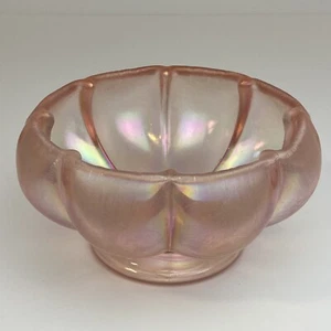 Fenton 75th Anniversary Pink Velva Rose Iridescent Ribbed Melon Bowl Dish - Picture 1 of 12