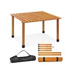 Costway Wood Picnic Folding Roll Up Outdoor Camping Beach Dining Use Low Port...