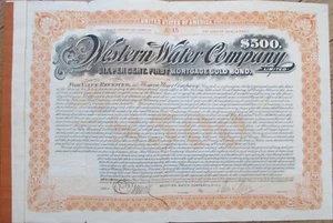 Western Water Company, NJ 1900 Gold Bond Certificate, New Jersey Utility - Picture 1 of 1