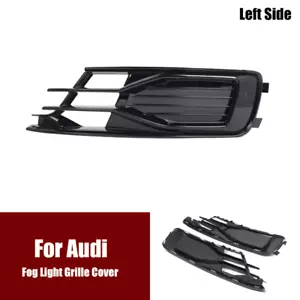 Glossy Black Left Side Car Front Bumper Fog Light Grille Cover For Audi A6 C7 - Imagen 1 de 4