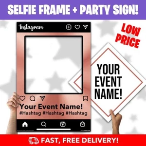 Party Selfie Board / Frame + Party Sign (Rose Foil) - Fast Free Delivery - Picture 1 of 2