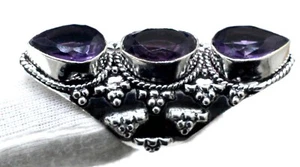 Purple Amethyst Handmade 925 Sterling Silver Statement Ring-Mother's Day Gift - Picture 1 of 4