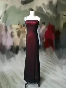 Vestido de fiesta vintage escote cuadrado negro y rojo, vestido de fiesta de malla años 90 - Imagen 1 de 7