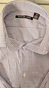 Camisa de vestir Michael Kors de manga larga con botones guinga talla 20 azul púrpura - Imagen 1 de 9