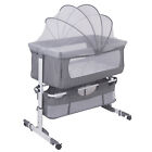 Bedside Crib 3 in 1 Baby Bassinet Adjustable Travel Cot Large Storage for Infant