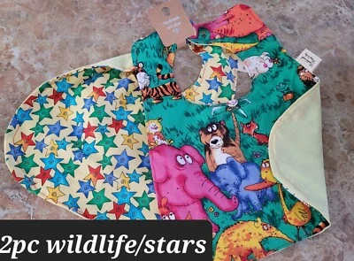 Homemade Baby Bibs, Hand sewn, 2pc set, 3-6mth, snap closure — 第 1/4 张图片