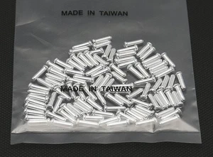 100 SILVER BICYCLE BIKE SHIFT DERAILLEUR BRAKE CABLE TIP CAP END CRIMP ALUMINUM - Picture 1 of 2