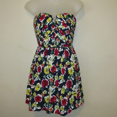 NWT Kimchi Blue Urban Outfitters Navy Blue Floral Strapless Ruched Mini Dress S - Image 1 of 4