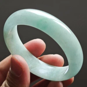 55mm Natural Icy Green Jadeite Jade Bracelets Burma Jade Bracelet Bangle 2909 - Picture 1 of 14