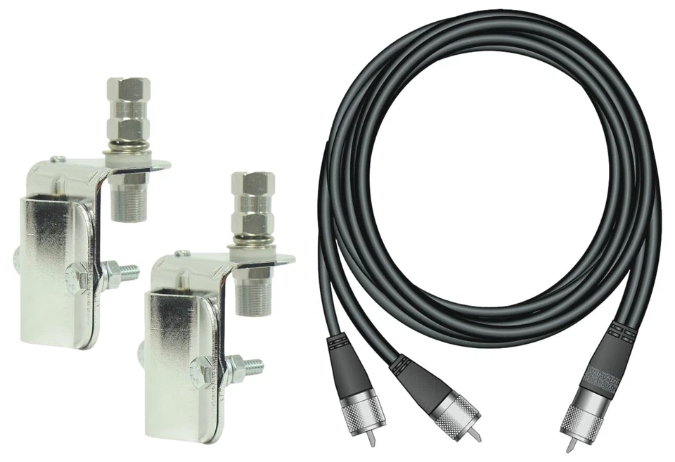 Firestik MK-64A9A CB Radio Dual Antenna 3-Way Mount Kit w/ 18 foot Co-Phase Coax - Image 1 of 1