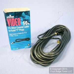 Câble vidéo coaxial Leviton noir 50' avec embouts GOLD FIG type F RG59 C5851-50G - Photo 1/6