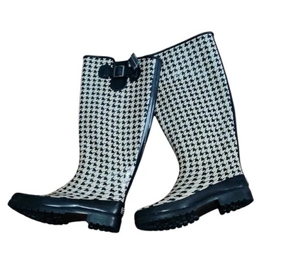 Botas de Lluvia Sperry Top-siders Impermeables Goma Talla 6 Pata de Gallo Beige Negro Foto 1 de 4