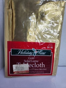 Mantel cojo macizo dorado vintage Holiday Time 60x102 paquete abierto oblongo - Imagen 1 de 4