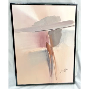 Quadro astratto originale firmato Josef Kugler su tela incorniciato 12x16 vintage - Foto 1 di 12