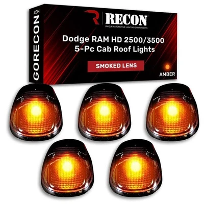Recon 264145BK LED Cab Roof Light Kit Smoked/Amber for 99-02 Ram HD Foto 1 de 4