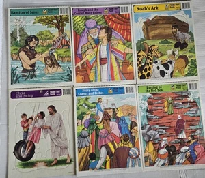 Vintage Tray Framed Bible Puzzles Lot Of 6 Golden Book 1995 - Picture 1 of 7