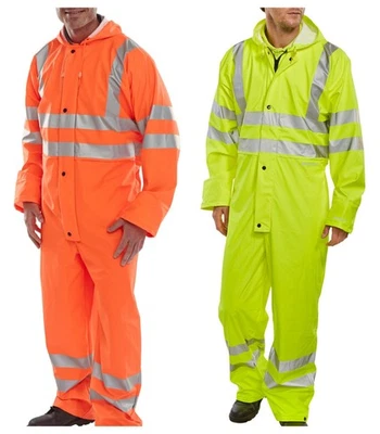 Beeswift Hi-vis Breathable Coverall Polyester with PU Coating Orange, Yellow - Image 1 of 3