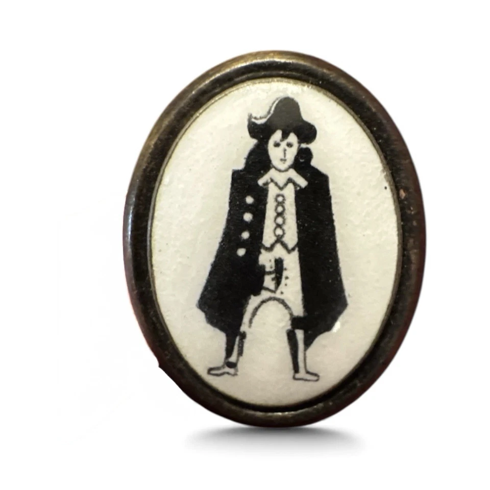 Vintage Raro Canterbury Homem em Preto Branco Porcelana Latão Masculino Clipe de Gravata Presente - Imagem 1 de 4