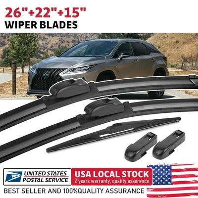 Premium 3PCS 26"& 22"& 15"Front & Rear Wiper Blades For Lexus RX450h 2010-2013 - Изображение 1 из 4