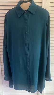 Blusa para mujer soprano verde azulado manga larga verde azulado turquesa pequeña Foto 1 de 4