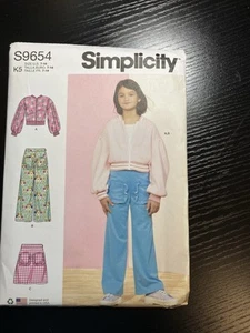 Simplicity Pattern S9654 Girl's Jacket Pants Skirt Ruffle Pocket Sz 7-14 UNCUT - Picture 1 of 2