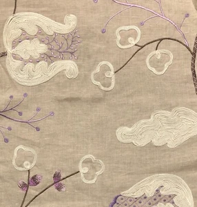 OSBORNE & LITTLE Jaisalmer Natural Lavender Taupe Floral Remnant New - Picture 1 of 1