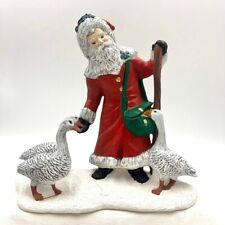 Vintage Woodland Santa Claus Figurine 3 Goose Duck Christmas Ceramic Handpainted